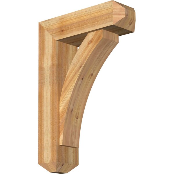 Ekena Millwork Thorton Craftsman Rough Sawn Bracket w/ Offset Brace, Western Red Cedar, 8"W x 26"D x 38"H BKT0806X26X38THR04RWR - main